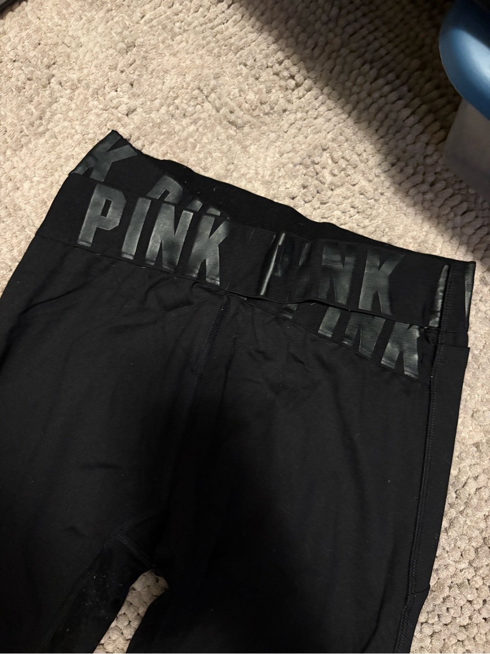 PINK Victoria's Secret Black Active Leggings with Logo Tag
